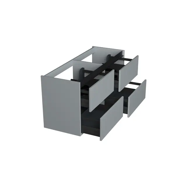 Wastafelonderkast Lumiere Mat Grijs 4-lades - 120x45x58cm - 2-uitsparingen