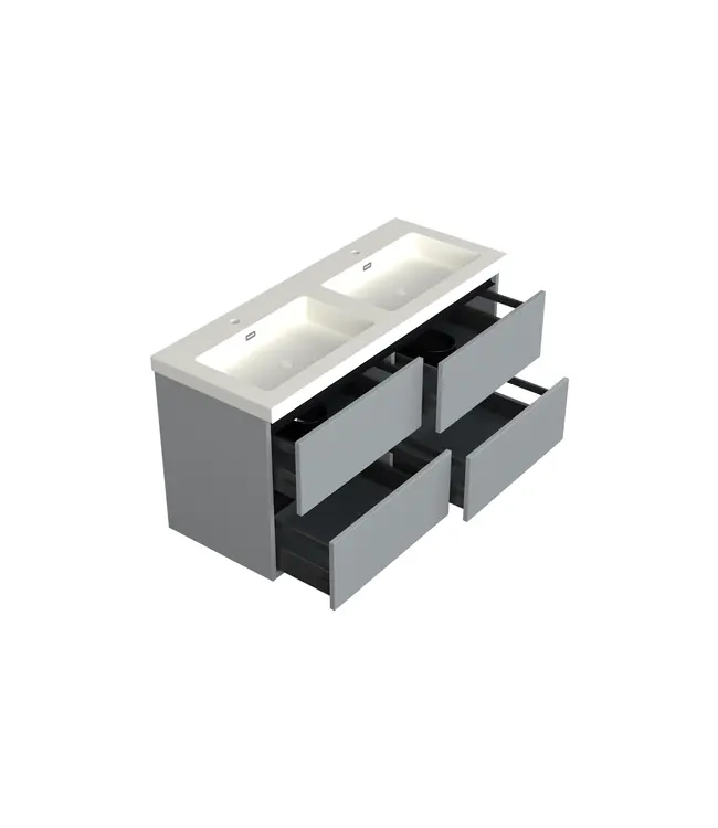 Wastafelonderkast Lumiere Mat Grijs 4-lades - 120x45x58cm - 2-uitsparingen
