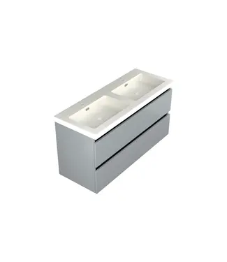 DutchLine Wastafelonderkast Lumiere Mat Grijs 4-lades - 120x45x58cm - 2-uitsparingen