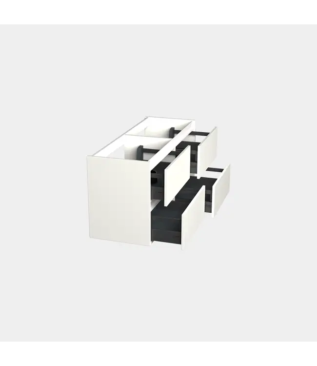 Wastafelonderkast Lepor Mat Wit 4-lades - 120x45x58cm - 2-uitsparingen