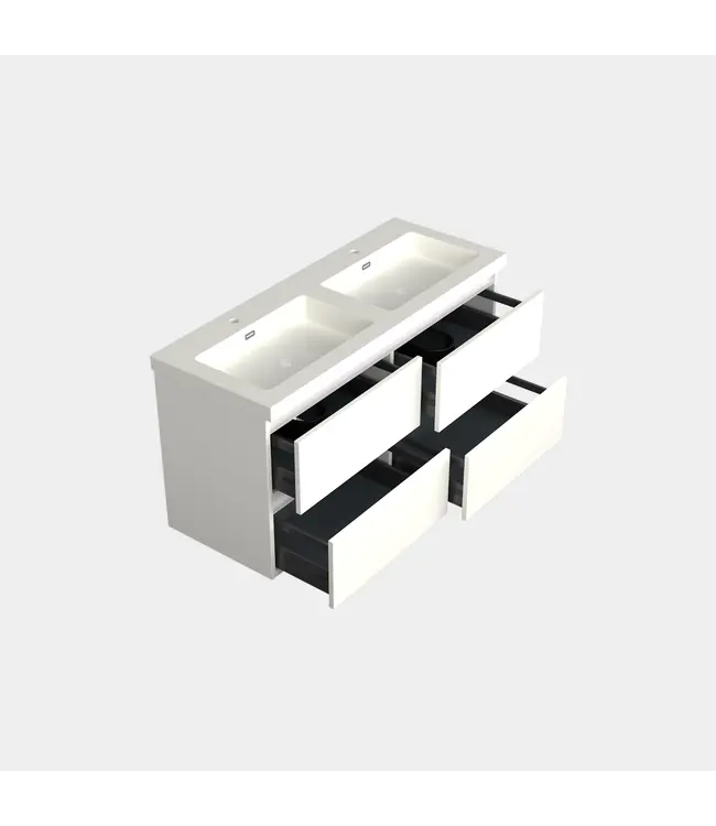 Wastafelonderkast Lepor Mat Wit 4-lades - 120x45x58cm - 2-uitsparingen