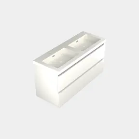 Wastafelonderkast Lepor Mat Wit 4-lades - 120x45x58cm - 2-uitsparingen