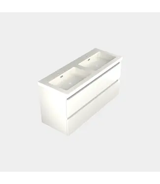 DutchLine Wastafelonderkast Lepor Mat Wit 4-lades - 120x45x58cm - 2-uitsparingen