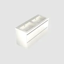 Wastafelonderkast Lepor Glans Wit 4-lades - 120x45x58cm - 2-uitsparingen