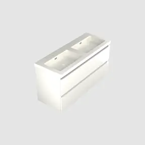 Wastafelonderkast Lepor Glans Wit 4-lades - 120x45x58cm - 2-uitsparingen