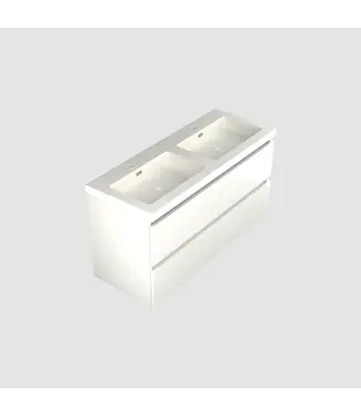 DutchLine Wastafelonderkast Lepor Glans Wit 4-lades - 120x45x58cm - 2-uitsparingen