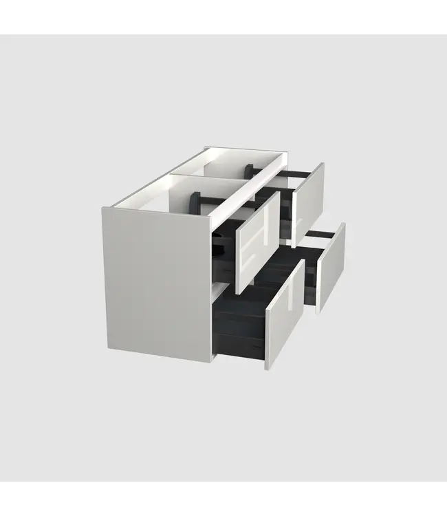 Wastafelonderkast Lepor Glans Wit 4-lades - 120x45x58cm - 2-uitsparingen