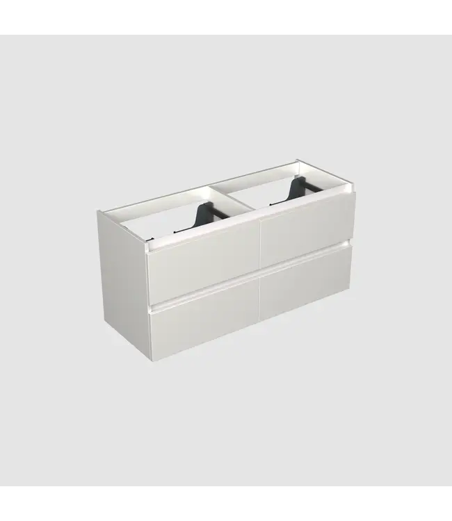 Wastafelonderkast Lepor Glans Wit 4-lades - 120x45x58cm - 2-uitsparingen