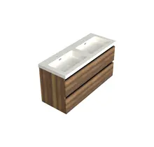 Wastafelonderkast Hamilton Walnoot 4-lades - 120x45x58cm - 2-uitsparingen