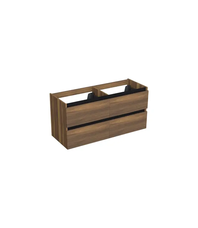 Wastafelonderkast Hamilton Walnoot 4-lades - 120x45x58cm - 2-uitsparingen