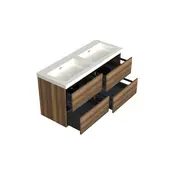 Wastafelonderkast Hamilton Walnoot 4-lades - 120x45x58cm - 2-uitsparingen