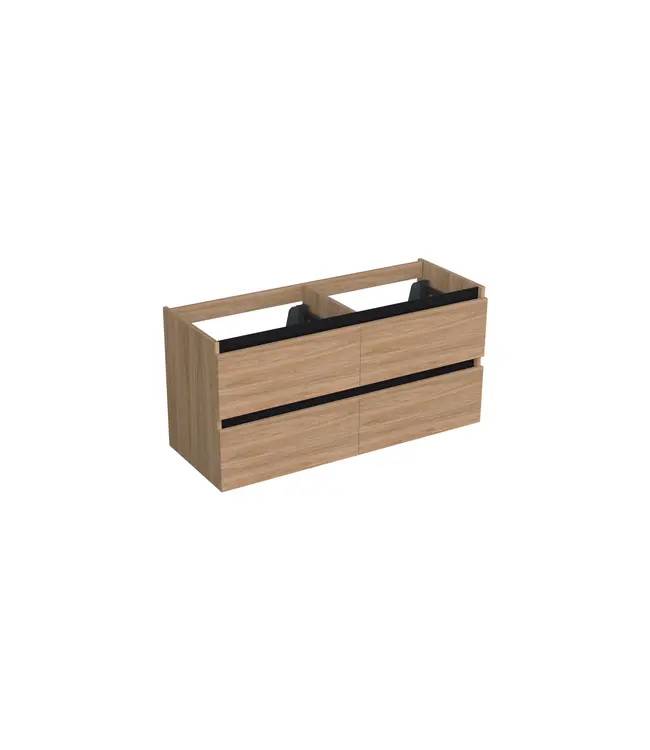 Wastafelonderkast Uludag Rustiek Eiken 4-lades - 120x45x58cm - 2-uitsparingen