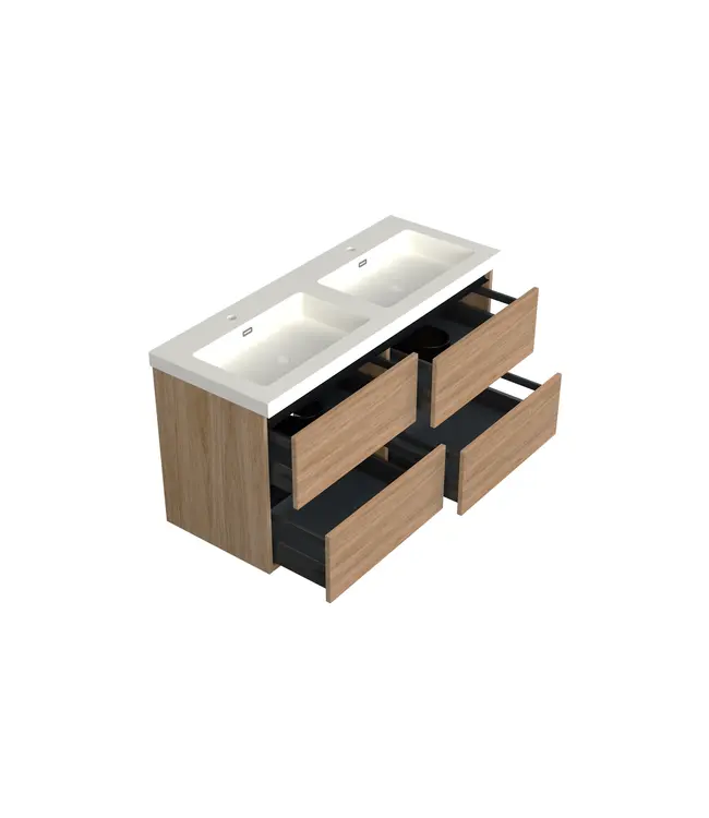 Wastafelonderkast Uludag Rustiek Eiken 4-lades - 120x45x58cm - 2-uitsparingen