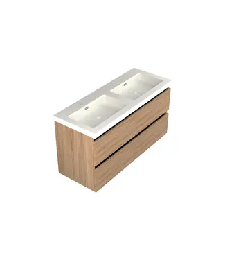 DutchLine Wastafelonderkast Uludag Rustiek Eiken 4-lades - 120x45x58cm - 2-uitsparingen