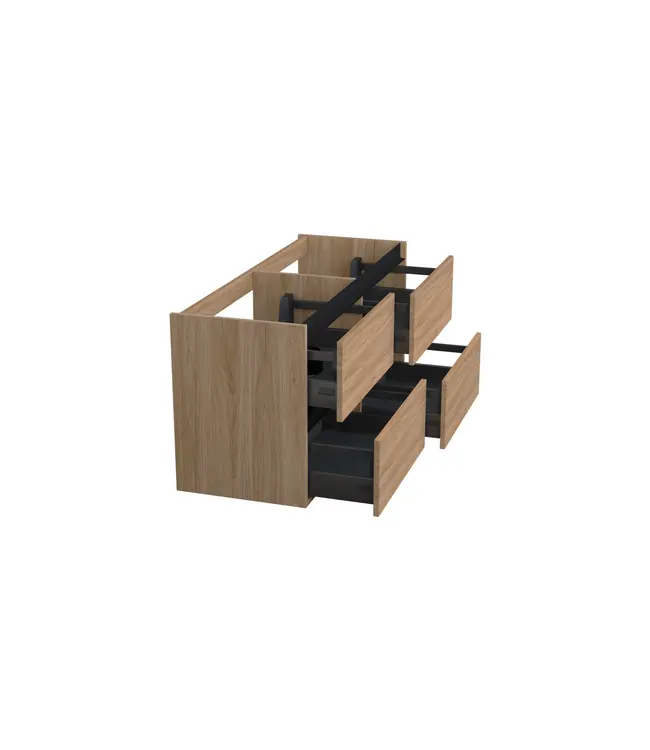 Wastafelonderkast Uludag Rustiek Eiken 4-lades - 120x45x58cm - 2-uitsparingen