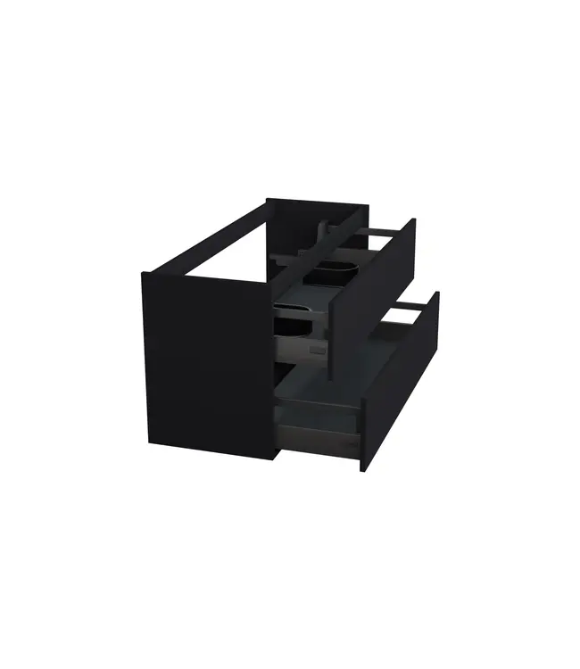 Wastafelonderkast Lumiere Mat Zwart 2-lades - 120x45x58cm - 2-uitsparingen