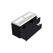 Wastafelonderkast Lumiere Mat Zwart 2-lades - 120x45x58cm - 2-uitsparingen