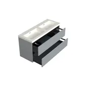 Wastafelonderkast Lumiere Mat Grijs 2-lades - 120x45x58cm - 2-uitsparingen