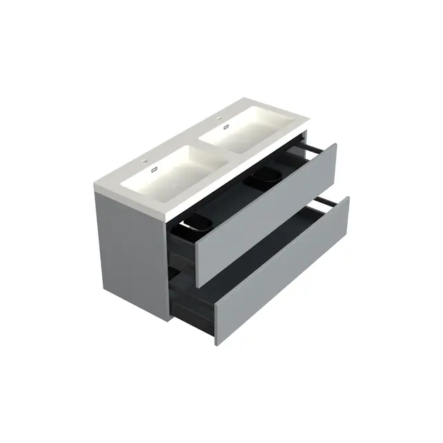 Wastafelonderkast Lumiere Mat Grijs 2-lades - 120x45x58cm - 2-uitsparingen