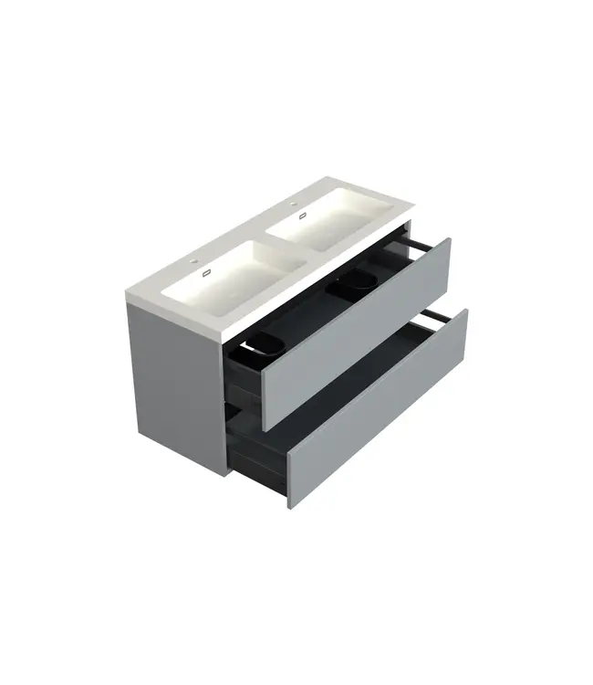 Wastafelonderkast Lumiere Mat Grijs 2-lades - 120x45x58cm - 2-uitsparingen