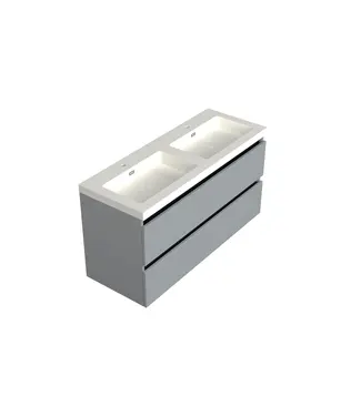 DutchLine Wastafelonderkast Lumiere Mat Grijs 2-lades - 120x45x58cm - 2-uitsparingen
