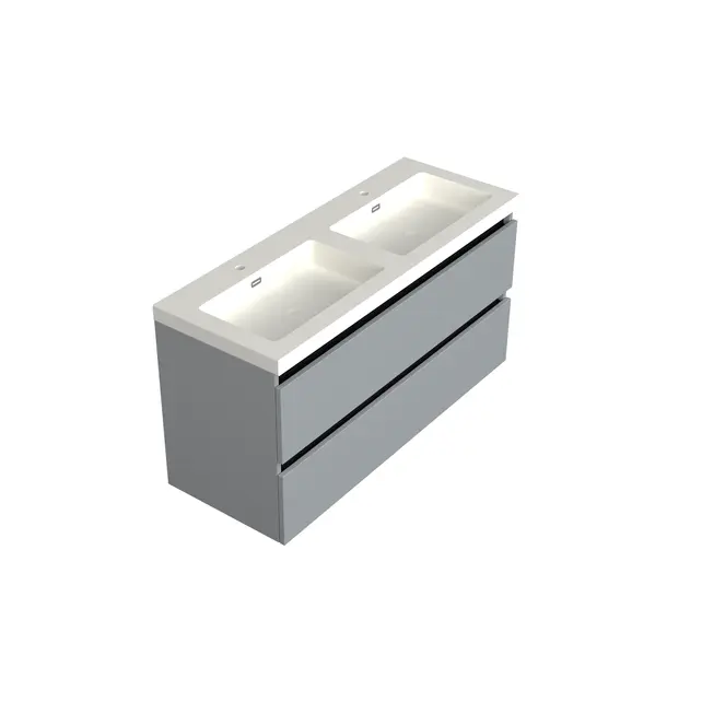 Wastafelonderkast Lumiere Mat Grijs 2-lades - 120x45x58cm - 2-uitsparingen