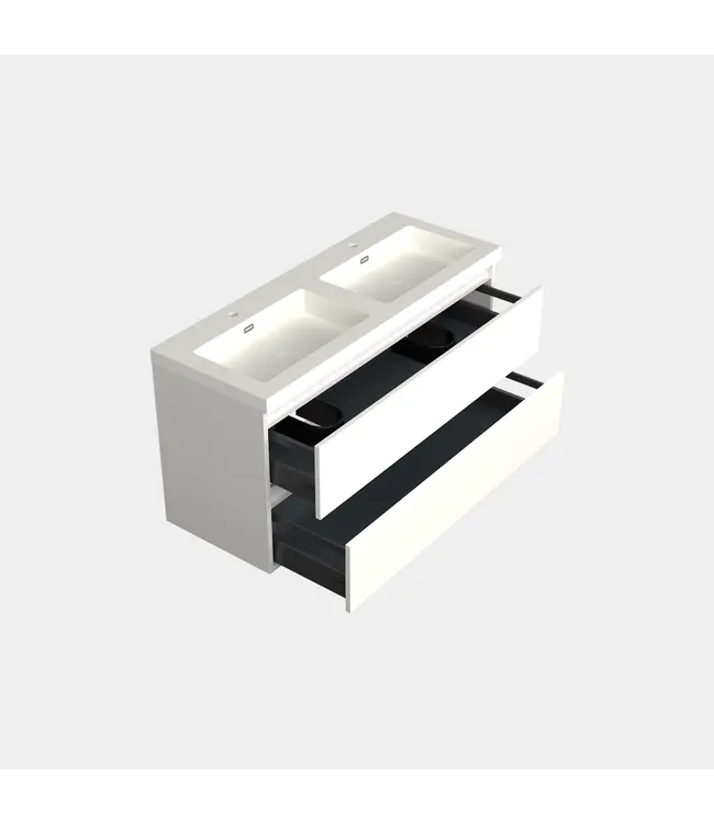 Wastafelonderkast Lepor Mat Wit 2-lades - 120x45x58cm - 2-uitsparingen