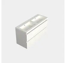 Wastafelonderkast Lepor Mat Wit 2-lades - 120x45x58cm - 2-uitsparingen