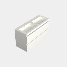 Wastafelonderkast Lepor Mat Wit 2-lades - 120x45x58cm - 2-uitsparingen