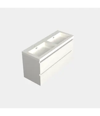 DutchLine Wastafelonderkast Lepor Mat Wit 2-lades - 120x45x58cm - 2-uitsparingen