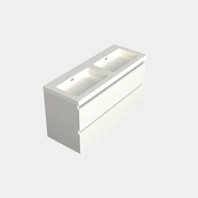 Wastafelonderkast Lepor Mat Wit 2-lades - 120x45x58cm - 2-uitsparingen