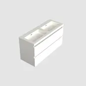 Wastafelonderkast Lepor Glans Wit 2-lades - 120x45x58cm - 2-uitsparingen