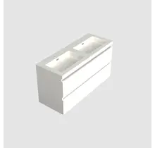 Wastafelonderkast Lepor Glans Wit 2-lades - 120x45x58cm - 2-uitsparingen