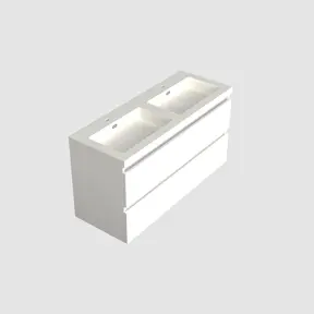 Wastafelonderkast Lepor Glans Wit 2-lades - 120x45x58cm - 2-uitsparingen