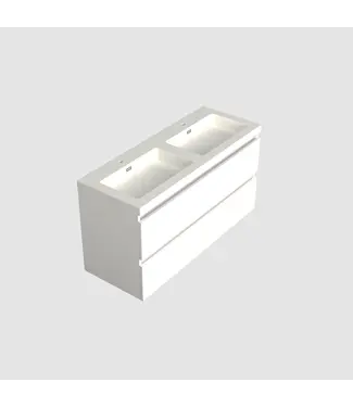 DutchLine Wastafelonderkast Lepor Glans Wit 2-lades - 120x45x58cm - 2-uitsparingen