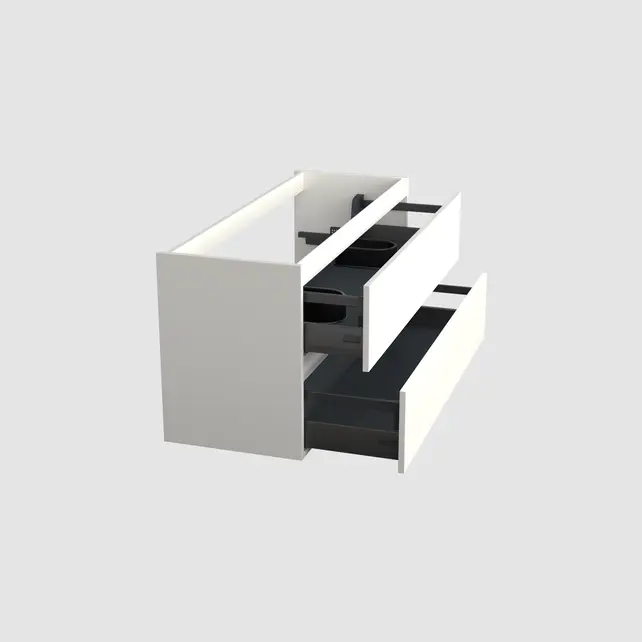 Wastafelonderkast Lepor Glans Wit 2-lades - 120x45x58cm - 2-uitsparingen