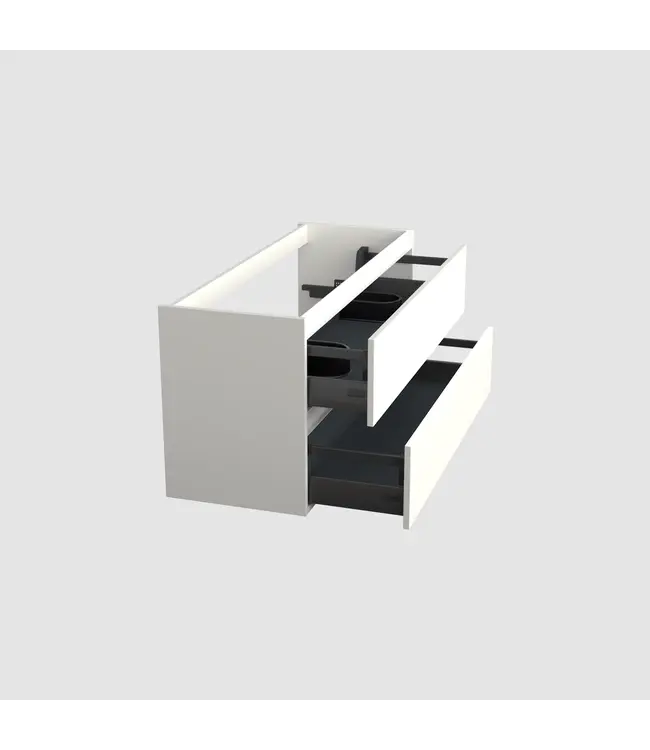Wastafelonderkast Lepor Glans Wit 2-lades - 120x45x58cm - 2-uitsparingen