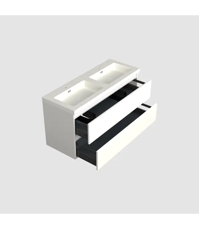 Wastafelonderkast Lepor Glans Wit 2-lades - 120x45x58cm - 2-uitsparingen