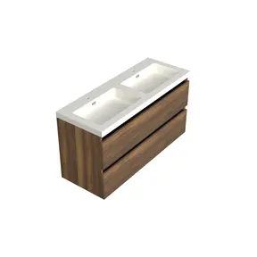 Wastafelonderkast Hamilton Walnoot 2-lades - 120x45x58cm - 2-uitsparingen