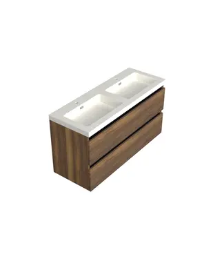 DutchLine Wastafelonderkast Hamilton Walnoot 2-lades - 120x45x58cm - 2-uitsparingen