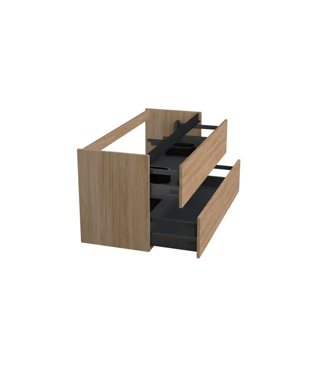 Wastafelonderkast Uludag Rustiek Eiken 2-lades - 120x45x58cm - 2-uitsparingen