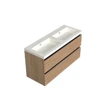 Wastafelonderkast Uludag Rustiek Eiken 2-lades - 120x45x58cm - 2-uitsparingen