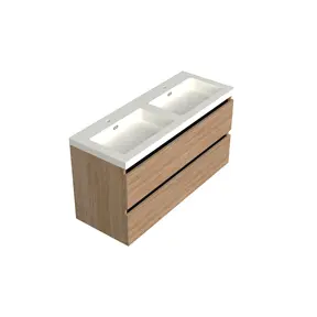 Wastafelonderkast Uludag Rustiek Eiken 2-lades - 120x45x58cm - 2-uitsparingen