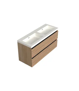 DutchLine Wastafelonderkast Uludag Rustiek Eiken 2-lades - 120x45x58cm - 2-uitsparingen