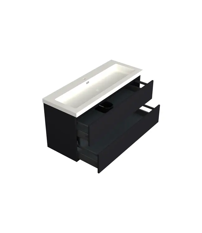 Wastafelonderkast Lumiere Mat Zwart Midden 1-uitsparing - 120x45x58cm