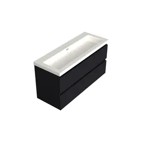 Wastafelonderkast Lumiere Mat Zwart Midden 1-uitsparing - 120x45x58cm