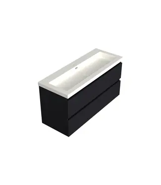 DutchLine Wastafelonderkast Lumiere Mat Zwart Midden 1-uitsparing - 120x45x58cm