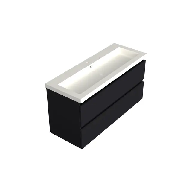 Wastafelonderkast Lumiere Mat Zwart Midden 1-uitsparing - 120x45x58cm