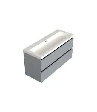 DutchLine Wastafelonderkast Lumiere Mat Grijs Midden 1-uitsparing - 120x45x58cm