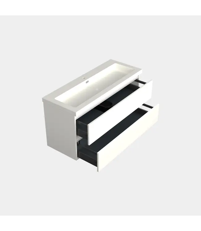 Wastafelonderkast Lepor Mat Wit Midden 1-uitsparing - 120x45x58cm